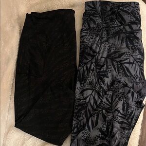 Set Of 2 Avia Black Patterned Cropped Leggings XL (16-18)